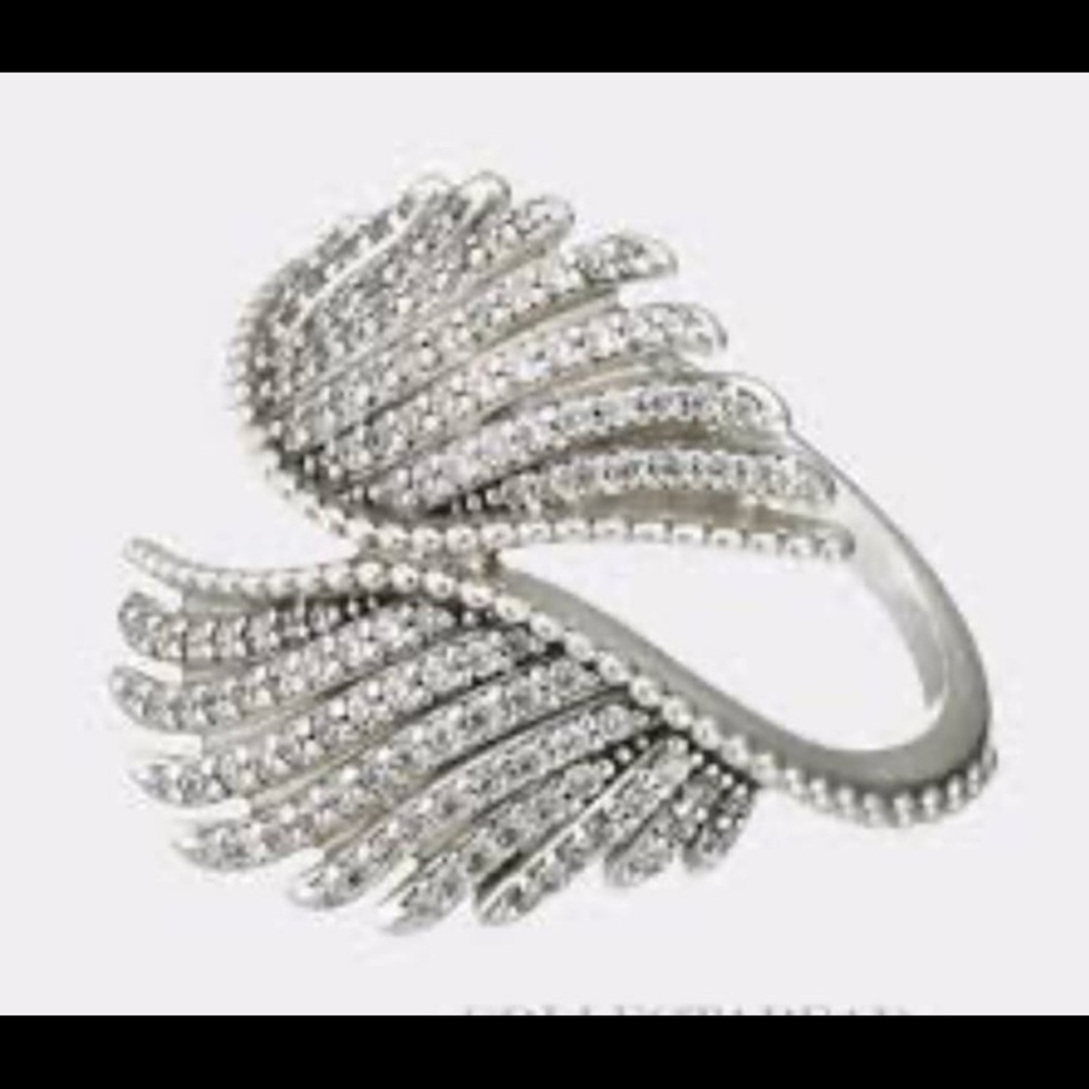 Pandora 190960cz Majestic Feathers Ring Sz 50 / US6 Sterling silver CZ